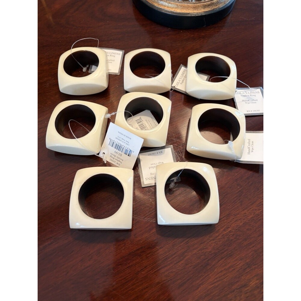 Leilas Linens Cream Colored Napkin Rings Set of 8 Rings with Tags